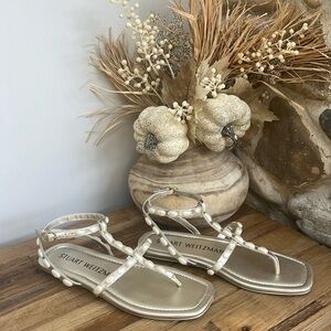 Stuart Weitzman Gold Metallic & Pearl Sandals